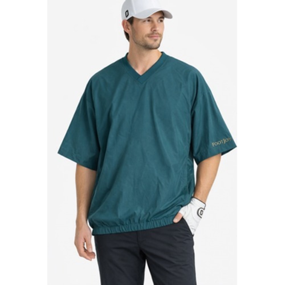 FootJoy Jacket Mens XL Green Short Sleeve‎ Pullover Golf Windbreaker V Neck